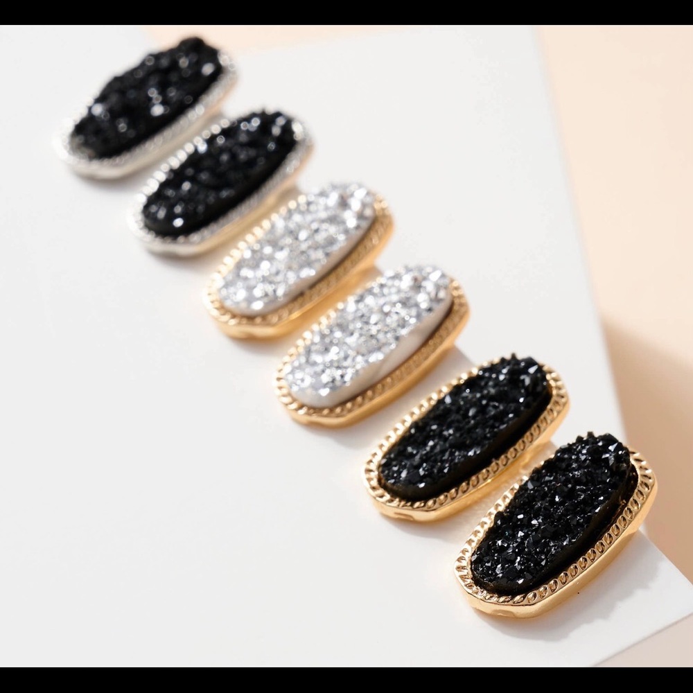 Druzy stone earrings set of 3